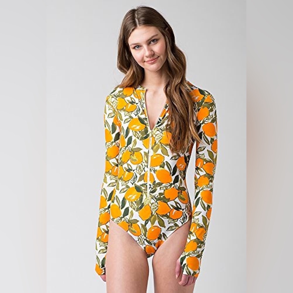 MOTT 50 Mila Long Sleeve One Piece Swimsuit Rash Guard Womens L’Orangerie Orange